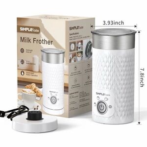 Stainless Steel and White Milk Frother